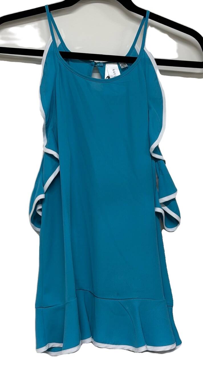 Society Girl Turquoise Off Shoulder Spaghetti Strap Blouse